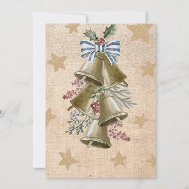 Custom Swag with Jingle Bells Christmas Greeting Holiday Card (Front)