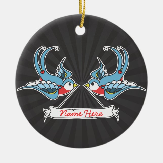 Custom Swallows Ceramic Ornament (Front)