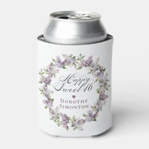 Custom Sweet 16 Purple Lilac Spring Flower Can Cooler