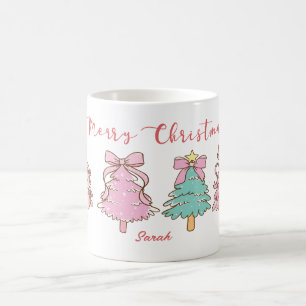 Custom Sweet Aesthetic Girly Hand Drawn Christmas Coffee Mug