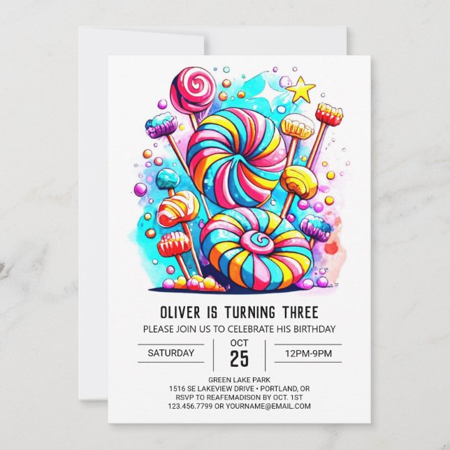 Custom Sweet Chocolate Editable Birthday Invitation (Front)