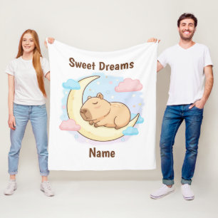 Custom Sweet Dreams Capybara Fleece Blanket