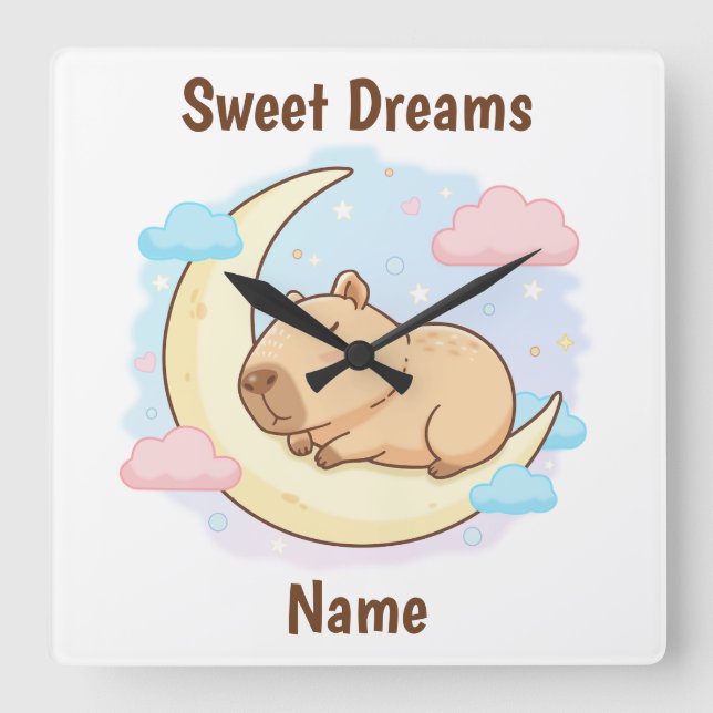 Custom Sweet Dreams Capybara Wall Clock (Front)