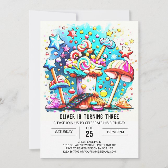 Custom Sweet Lollipop Birthday Invitation (Front)
