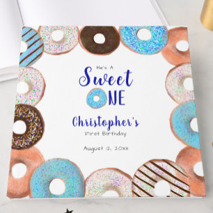 Custom Sweet One Doughnut First Birthday Blue Guest Book