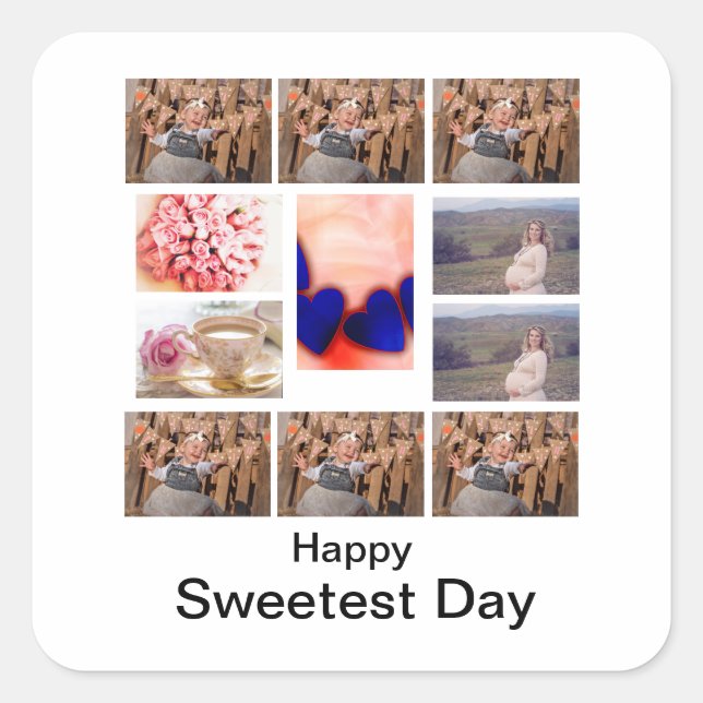 Custom Sweetest Day 11 Photo Collage  Square Sticker (Front)