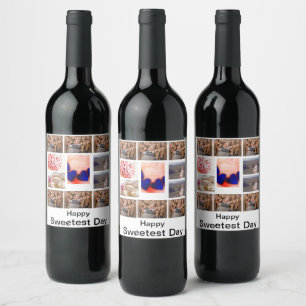 Custom Sweetest Day 11 Photo Collage Wine Label