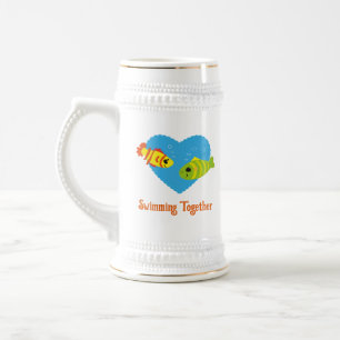 Custom Swimming Together Fish Couple Love Beer Stein