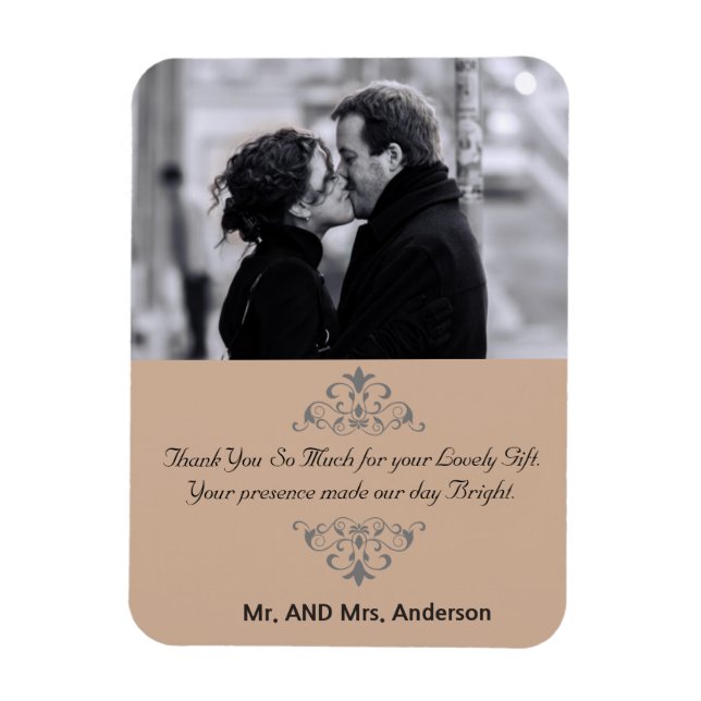 Custom Swirls Wedding Favour Thank You Photo Magne Magnet (Vertical)