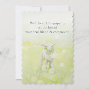 Custom Sympathy Illustrated Lamb Falling Snow Card