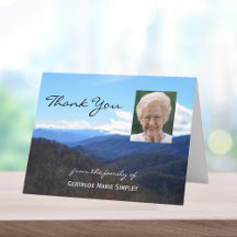 Custom Sympathy Thank You Note Card Mountains
