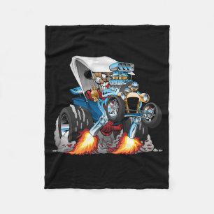 Custom T-bucket Roadster Hotrod Cartoon Fleece Blanket