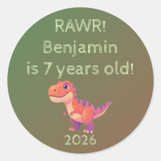 Custom T-Rex Dinosaur Birthday Favour Label