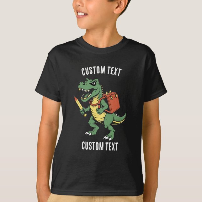 Custom T-rex School Summer Vacation Personalized T-Shirt (Front)