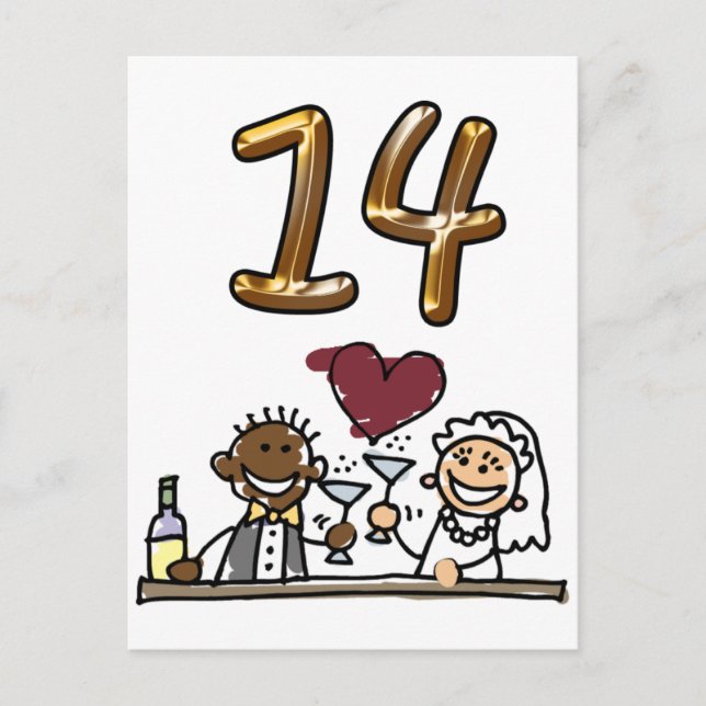 Custom Table Number 14 Postcards (Front)