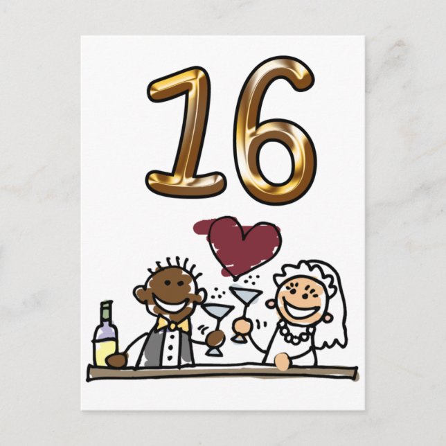 Custom Table Number 16 Postcards (Front)