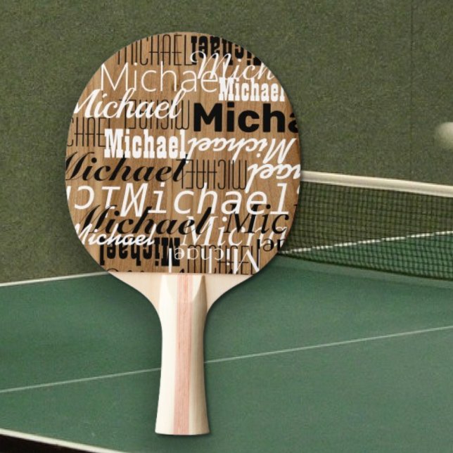 Custom Table.Tennis Player's Name Rustic Wood Ping Pong Paddle (Creator Uploaded)