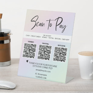 *~*  Custom - Table Tent QR 3 PAYMENT Tabletop Pedestal Sign