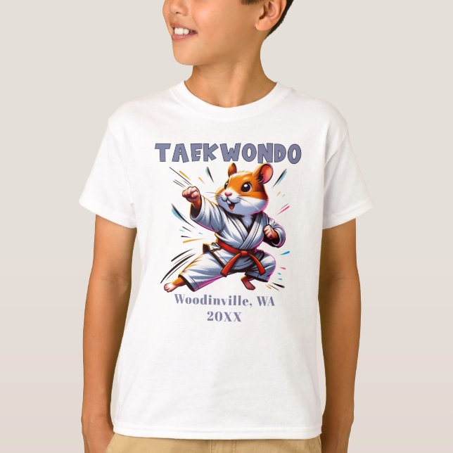 Custom Taekwondo Practitioner Location Date Name T-Shirt (Front)