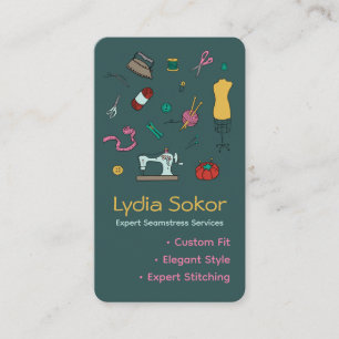 Custom Tailoring & Alterations Seamstress  Business Card