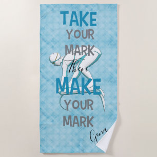 Custom Take-Your-Mark Make-Yor-Mark Swim Design Beach Towel