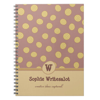 Custom Tan and Taupe Whimsical Monogram Notebook