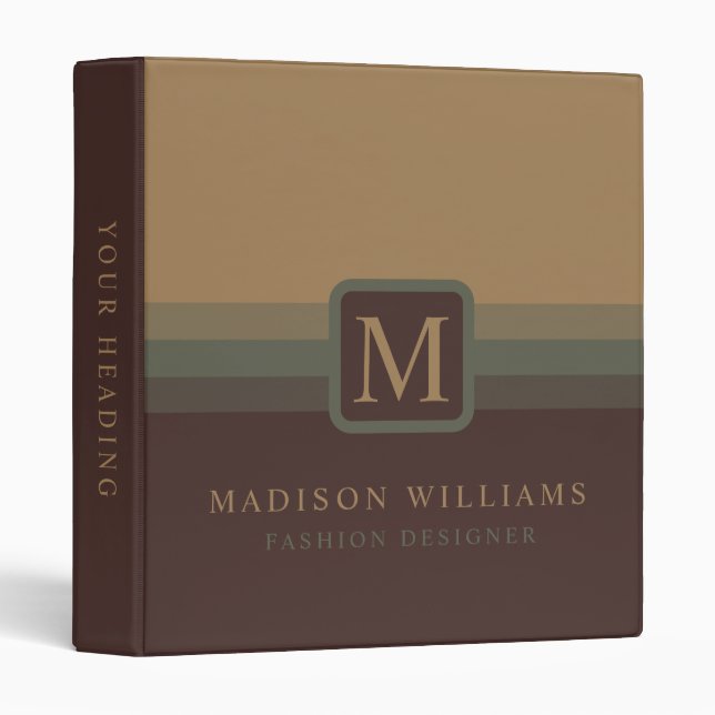 Custom Tan Coffee Chocolate Brown Colour Block Binder (Front/Spine)