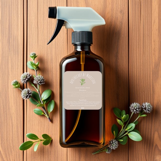 Custom Tan Sage Smudge Spray Bottle Labels (Creator Uploaded)