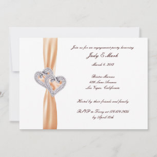 Custom Tangerine Heart Engagement Party Invitation