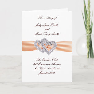 Custom Tangerine Hearts Program Card