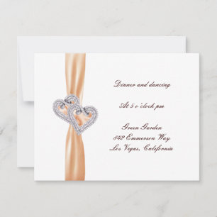Custom Tangerine Hearts Reception Card