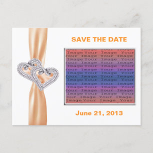 Custom Tangerine Ribbon Save The Date Postcard