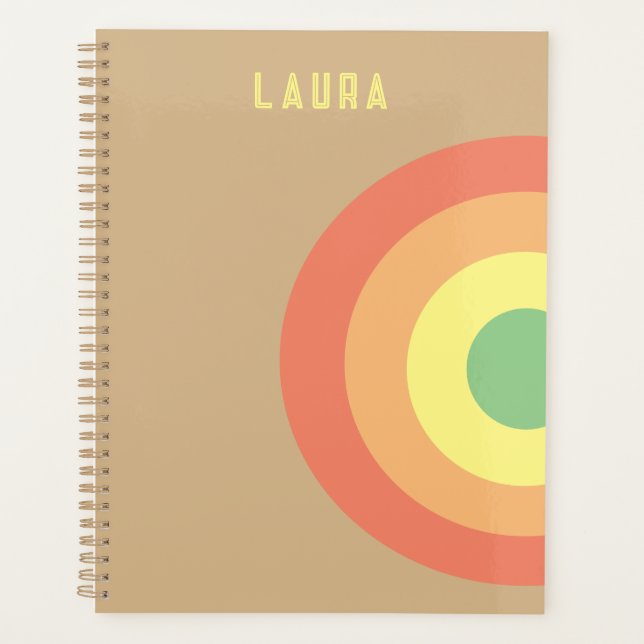 custom target rainbow pink, mocha brown planner (Front)