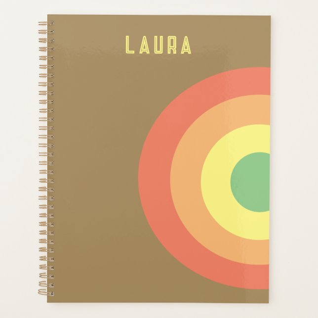 custom target rainbow pink, mocha brown planner (Front)