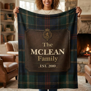 Custom Tartan Family Crest Personalized Scottish Sherpa Blanket
