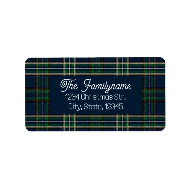 Custom Tartan Plaid Christmas Return Address  Label (Front)
