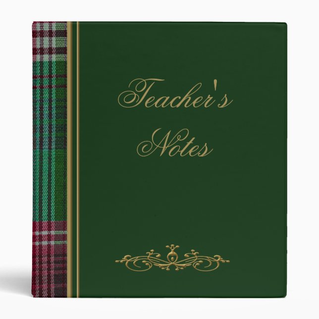 Custom Tartan School Binder Green, Red & Blue (Front)