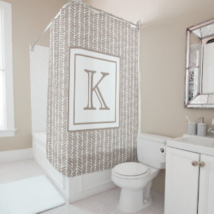 Custom Taupe Beige Brown White Zigzag Art Stripes