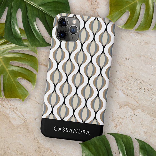 Custom Taupe Beige Tan Grey White Black Ogee Waves Case-Mate iPhone Case (Creator Uploaded)