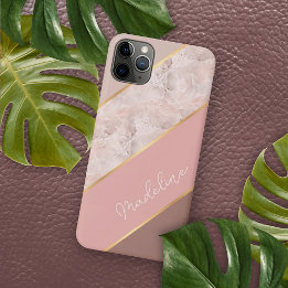 Custom Taupe Dusty Rose Blush Pink Marble iPhone 11 Pro Max Case