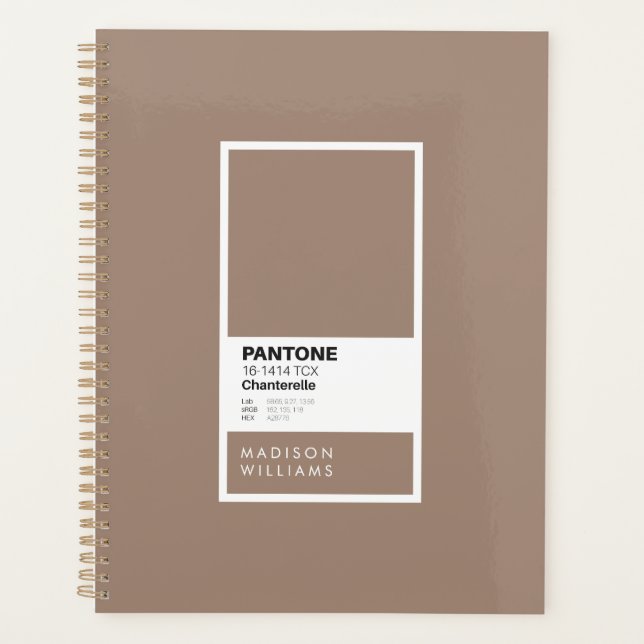 Custom Taupe Notebook | Personalized Chanterelle Planner (Front)