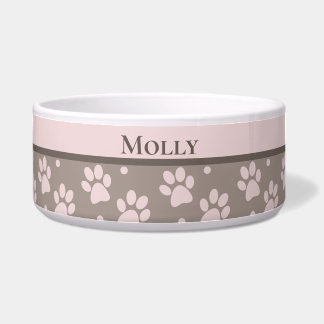 Custom Taupe & Pink Paw Print Personalizable
