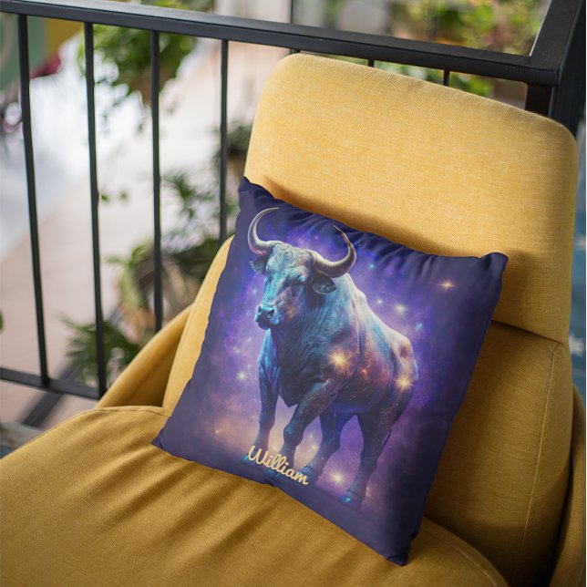 Custom Taurus Zodiac Horoscope Fantasy Sun Sign Throw Pillow (Creator Uploaded)