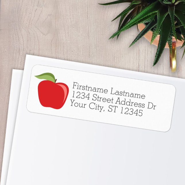 Custom Teacher Apple Modern Apple Return Address (Creator Uploaded)