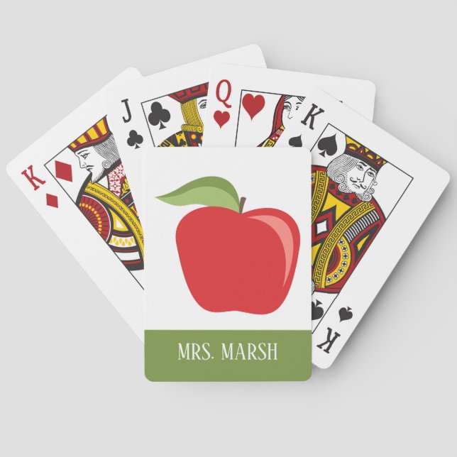 Custom Teacher Apple with Modern Apple Playing Cards (Back)