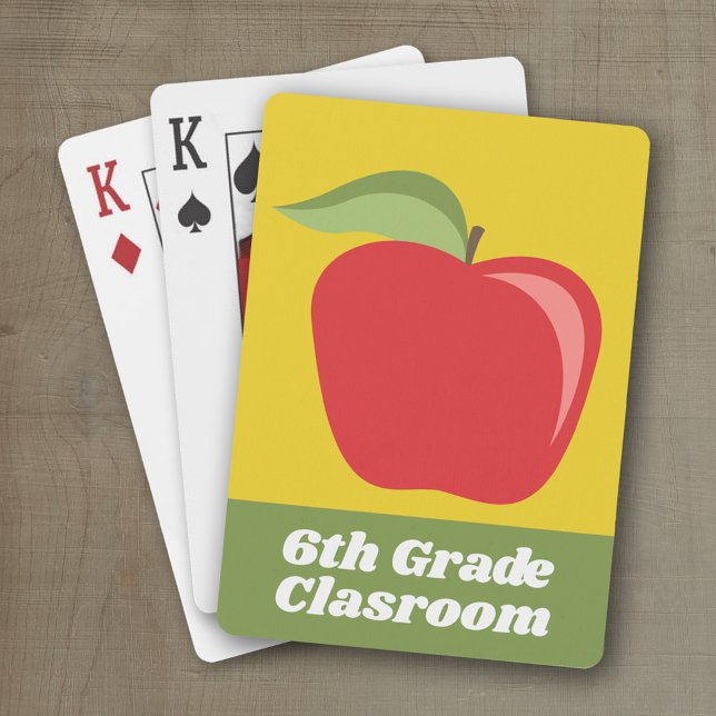 Custom Teacher Apple with Modern Apple Playing Cards (Personalized classroom playing cards)