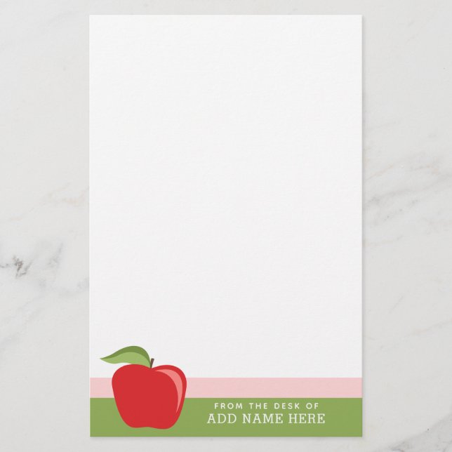 Custom Teacher Apple with Modern Apple Stationery (Front)