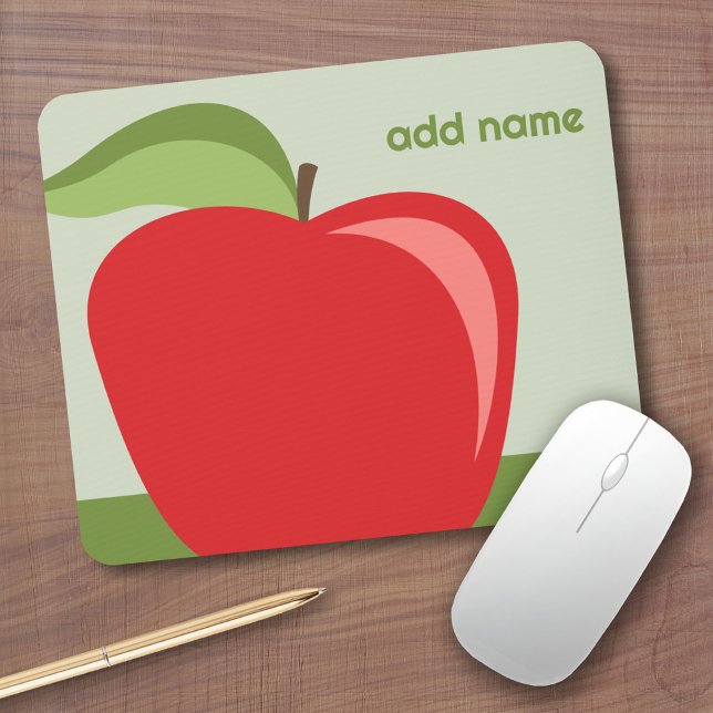 Custom Teacher Apple with Trendy apple drawing Mouse Pad (apple mousepad)