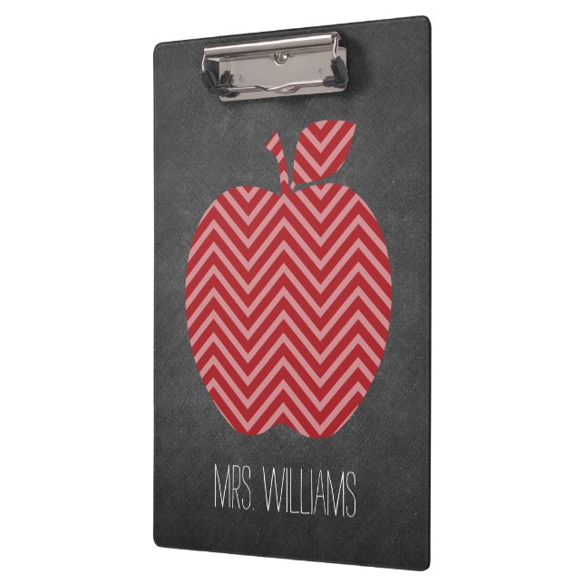 Custom Teacher Apple with Trendy Chevron Pattern Clipboard (Left)