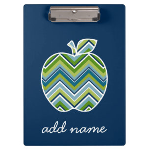 Custom Teacher Apple with Trendy Chevron Pattern Clipboard